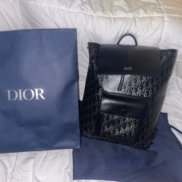 NEW DIOR LEATHER BACKPACK (UNISEX) - Picture 1 of 9